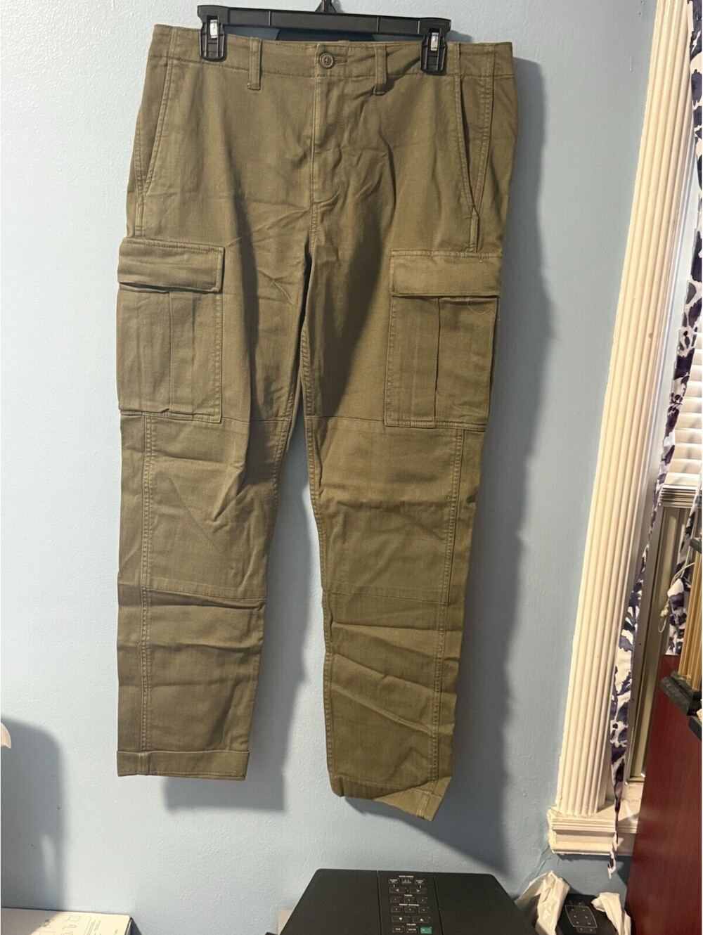J. Crew  Mens Straight Stretch Cargo Pants , Dark Green 32x32